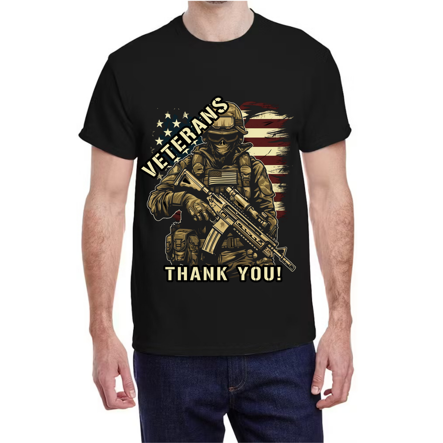 Military Collection T-Shirt With Shoulder Flag