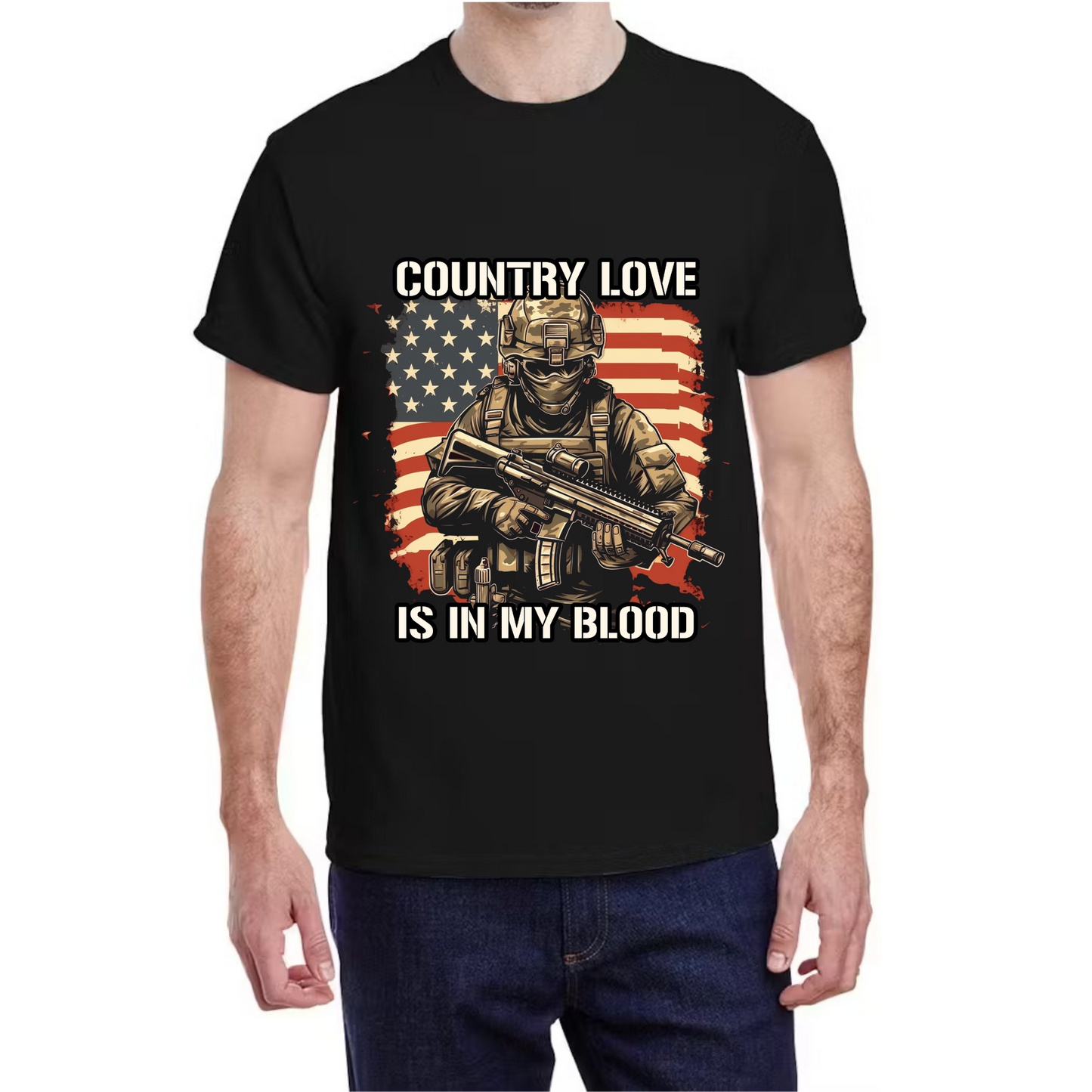 Military Collection T-Shirt With Shoulder Flag