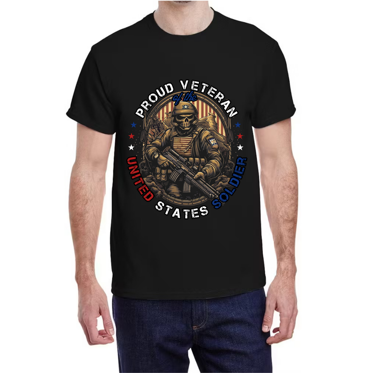 Military Collection T-Shirt With Shoulder Flag