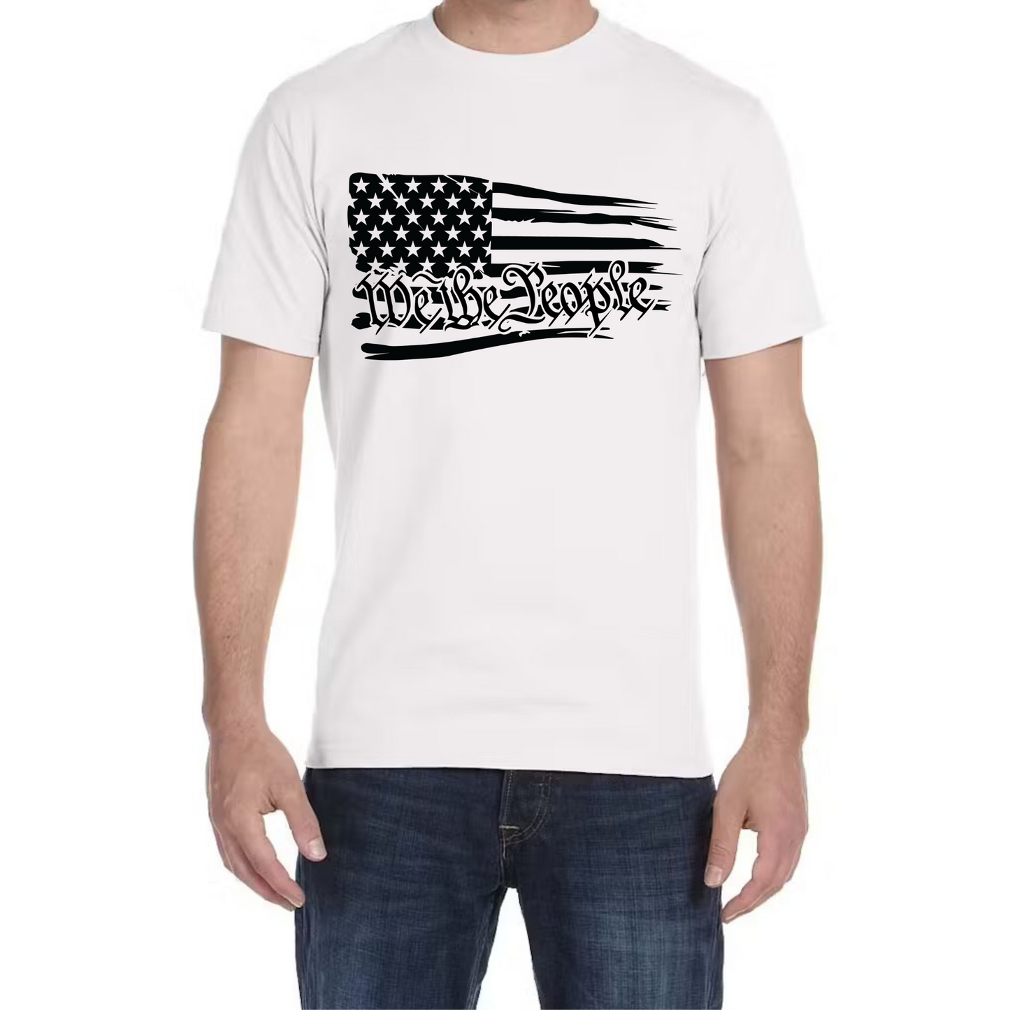 We The People T-Shirt with Shoulder Flag