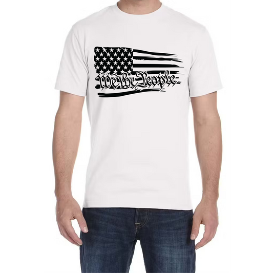 We The People T-Shirt with Shoulder Flag